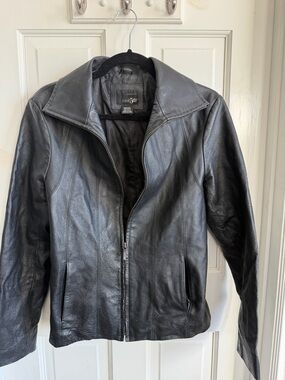 East 5th Black Leather Zip-Front Jacket